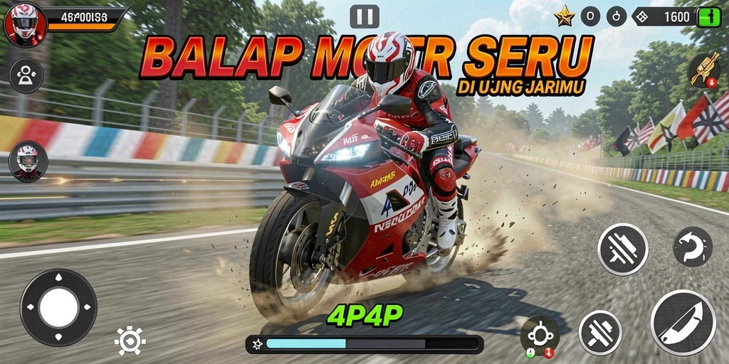 Tampilan gameplay balap motor yang mendebarkan!