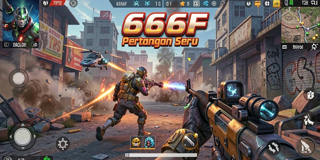 Screenshot menampilkan aksi seru gameplay TPS di 666F.