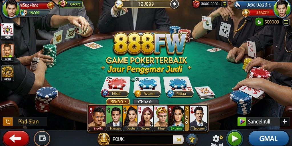 Tampilan gameplay Poker yang seru dan kompetitif di 888FW.