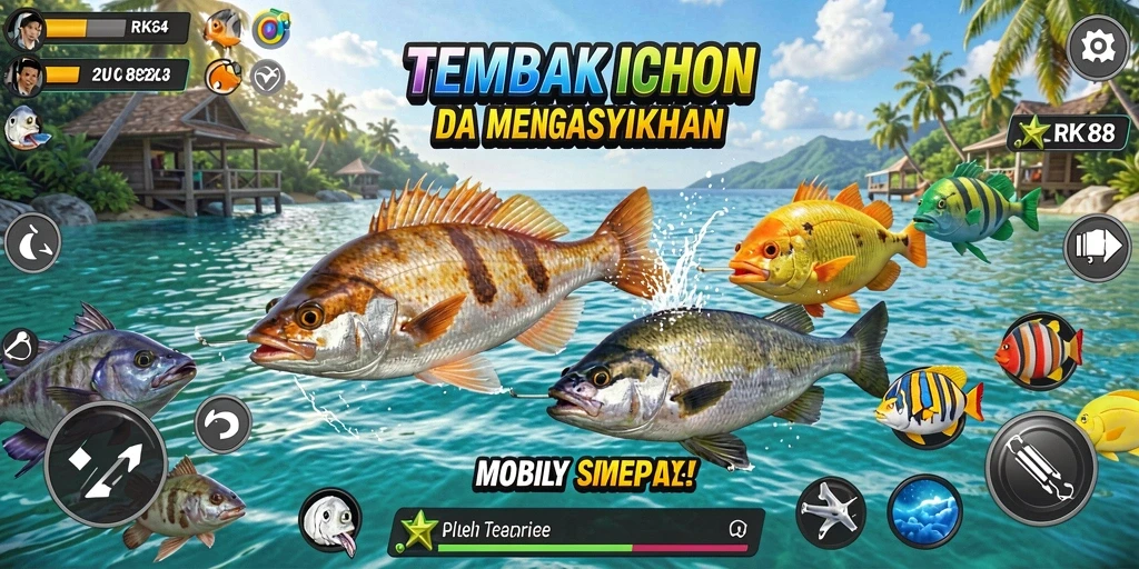 Tampilan gameplay seru dalam RK88 saat menembak ikan.