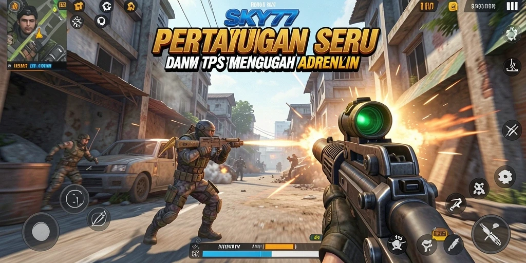 Tangkapan layar dari gameplay seru SKY77 dengan pertempuran intens.