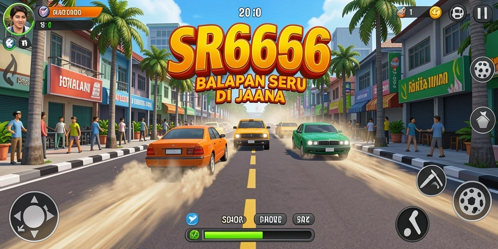 Gameplay balapan mendebarkan di SR6666 yang penuh aksi.