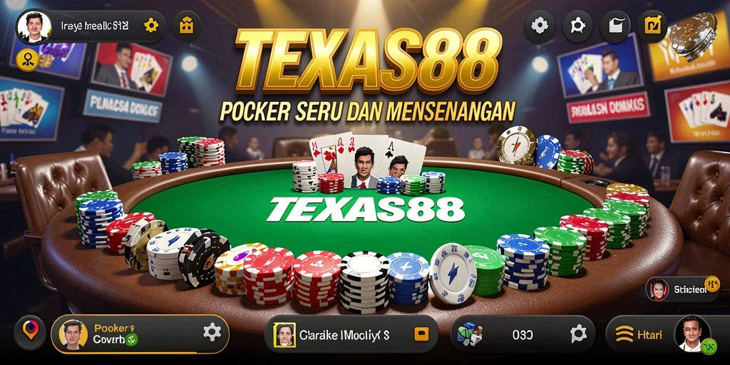 Screenshot gameplay TEXAS88, tunjukkan aksi poker yang mendebarkan.